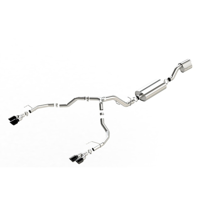6.2L Cat-Back Dual-Rear Exit Through-the-Bumper Exhaust Upgrade System with Quad Black Chrome Tips (for Long Wheelbase Models) by Borla® - Associated Accessories