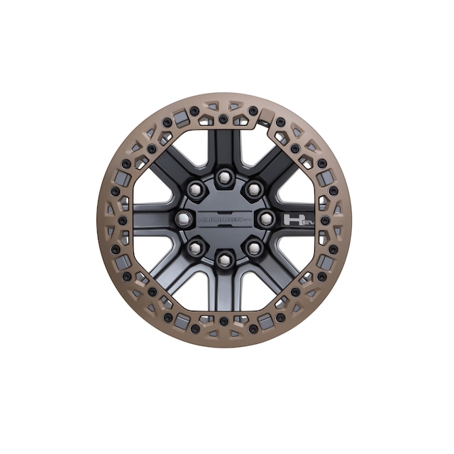 18x 9-Inch Multi-Spoke Bead-Lock Capable Wheel Package in Grazen Metallic with Tech Bronze Trim Ring