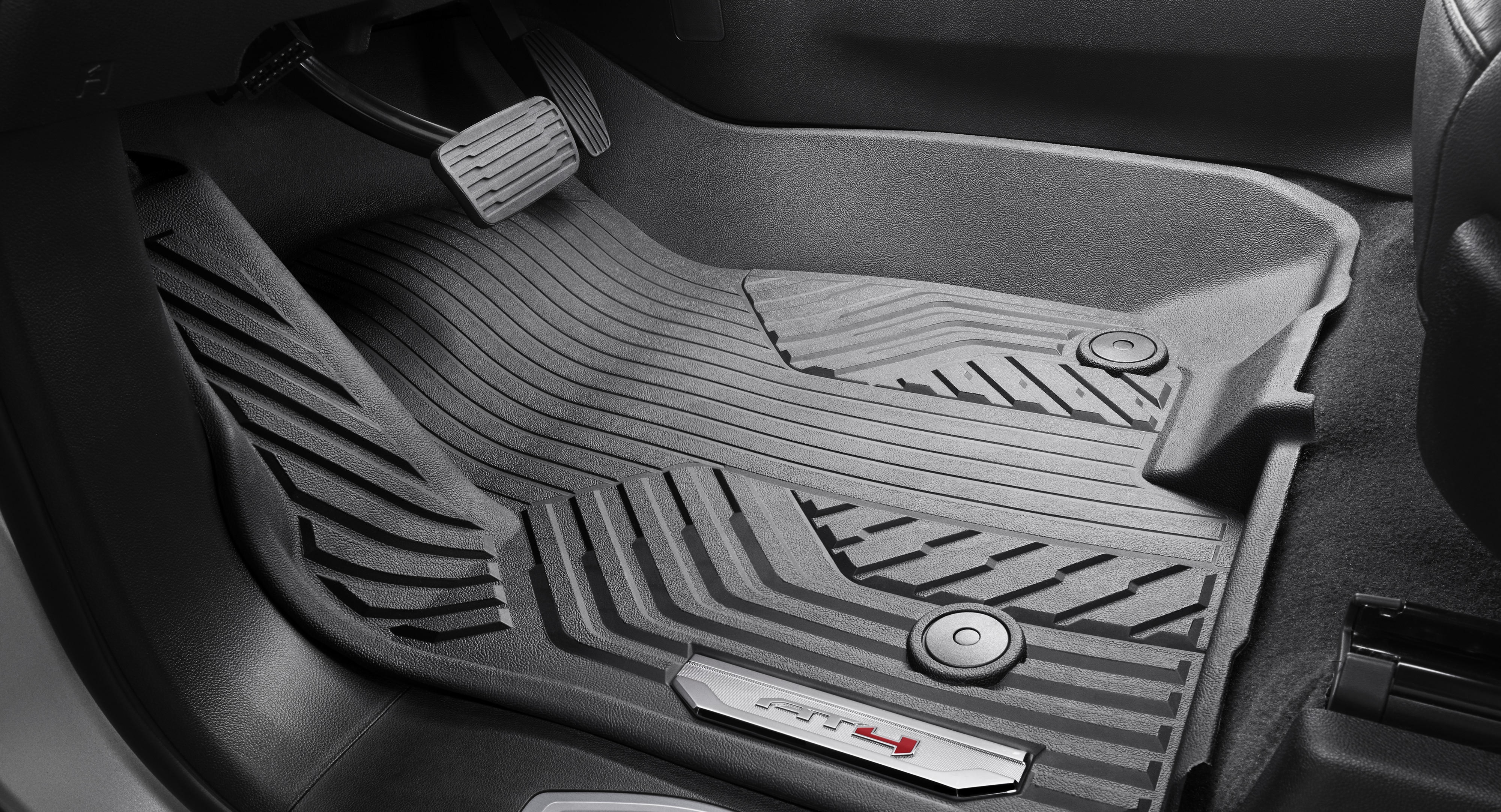 First-Row Premium All-Weather Floor Liners in Jet Black with AT4 Logo (for Models with Center Console)