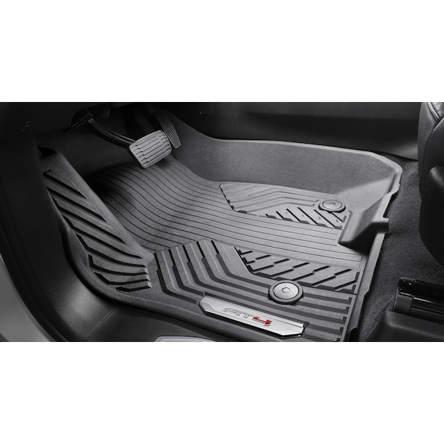 First-Row Premium All-Weather Floor Liners in Jet Black with AT4 Logo (for Models with Center Console)