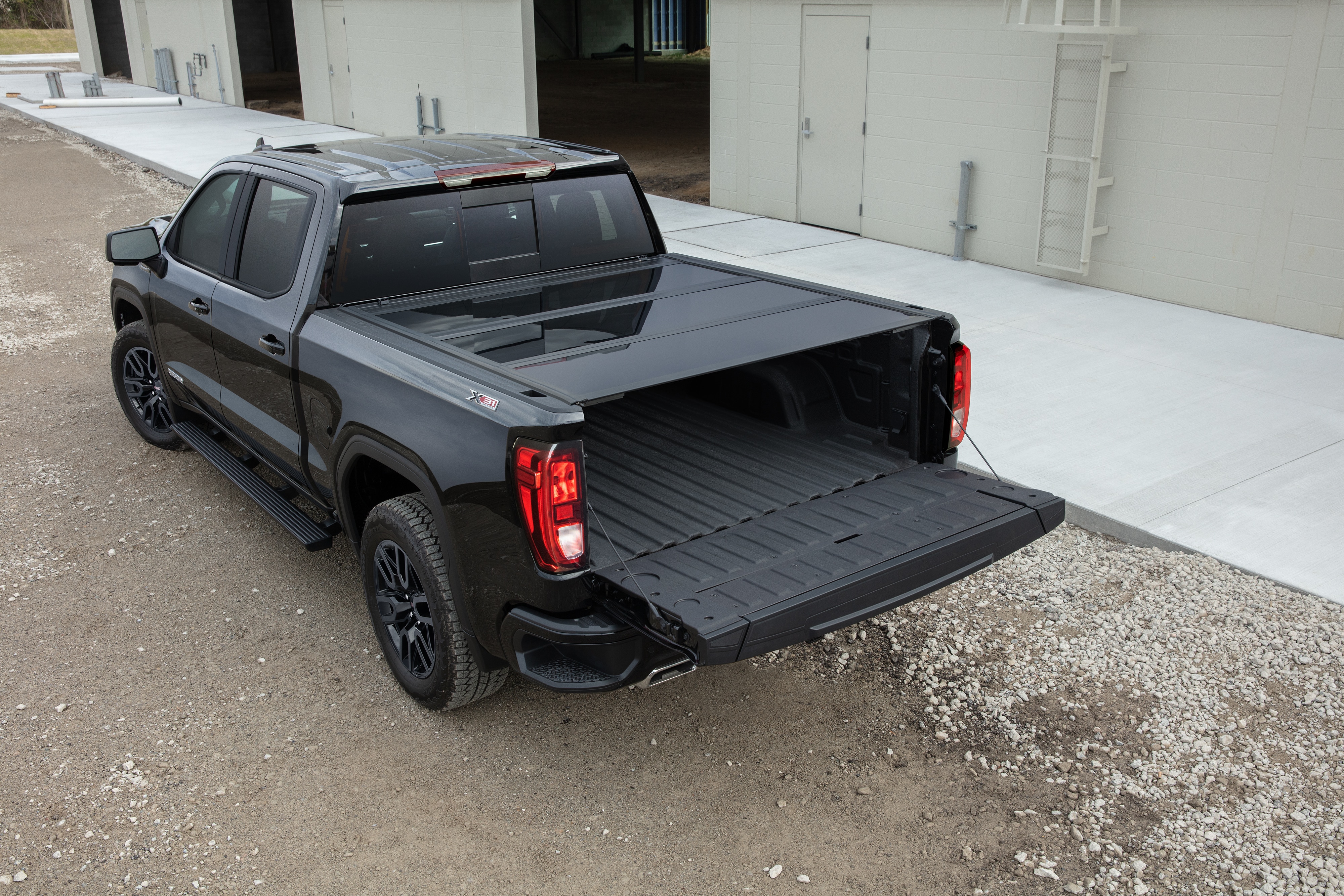 Short Bed Hard Folding Painted Truck Bed Cover in Black by RealTruck Advantage® - Associated Accessories
