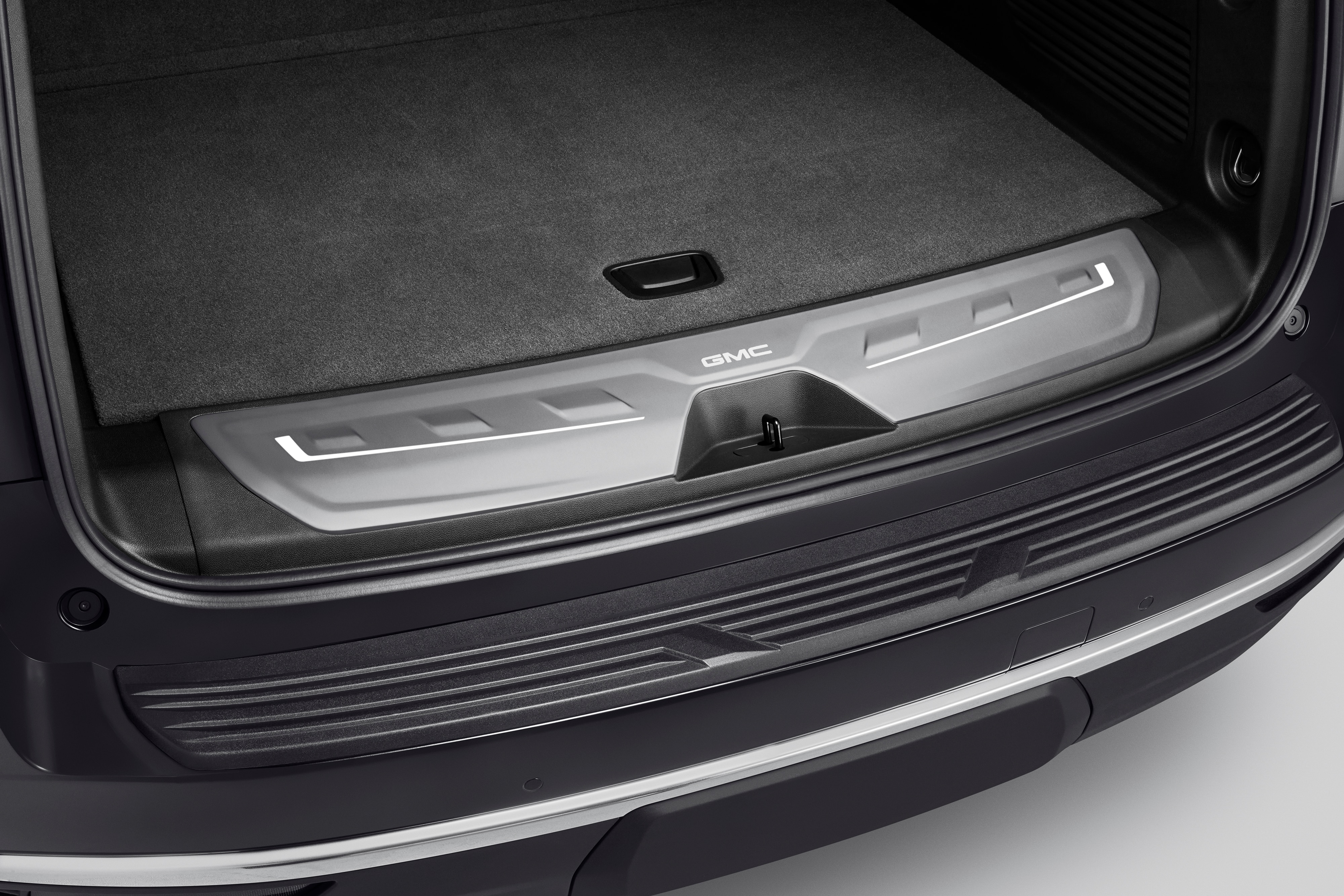Illuminated Cargo Sill Plate in Jet Black with GMC Logo