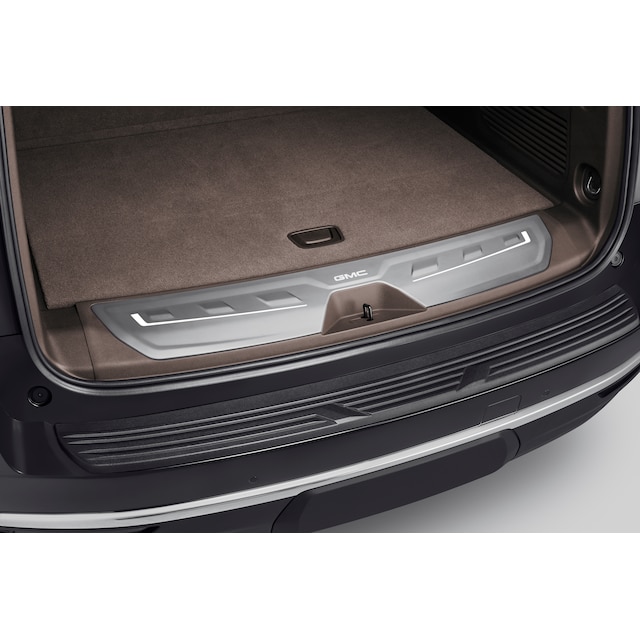 Illuminated Cargo Sill Plate in Very Dark Atmosphere with GMC Logo