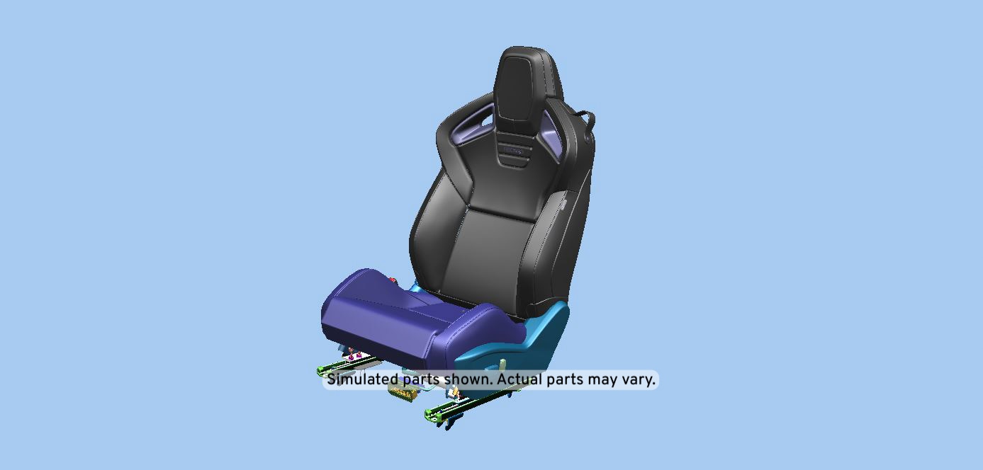 GM Genuine Parts Driver Side Seat in Black with Recaro Red Stitching, Buckle, Covers, Bezel, Handle, and Knob