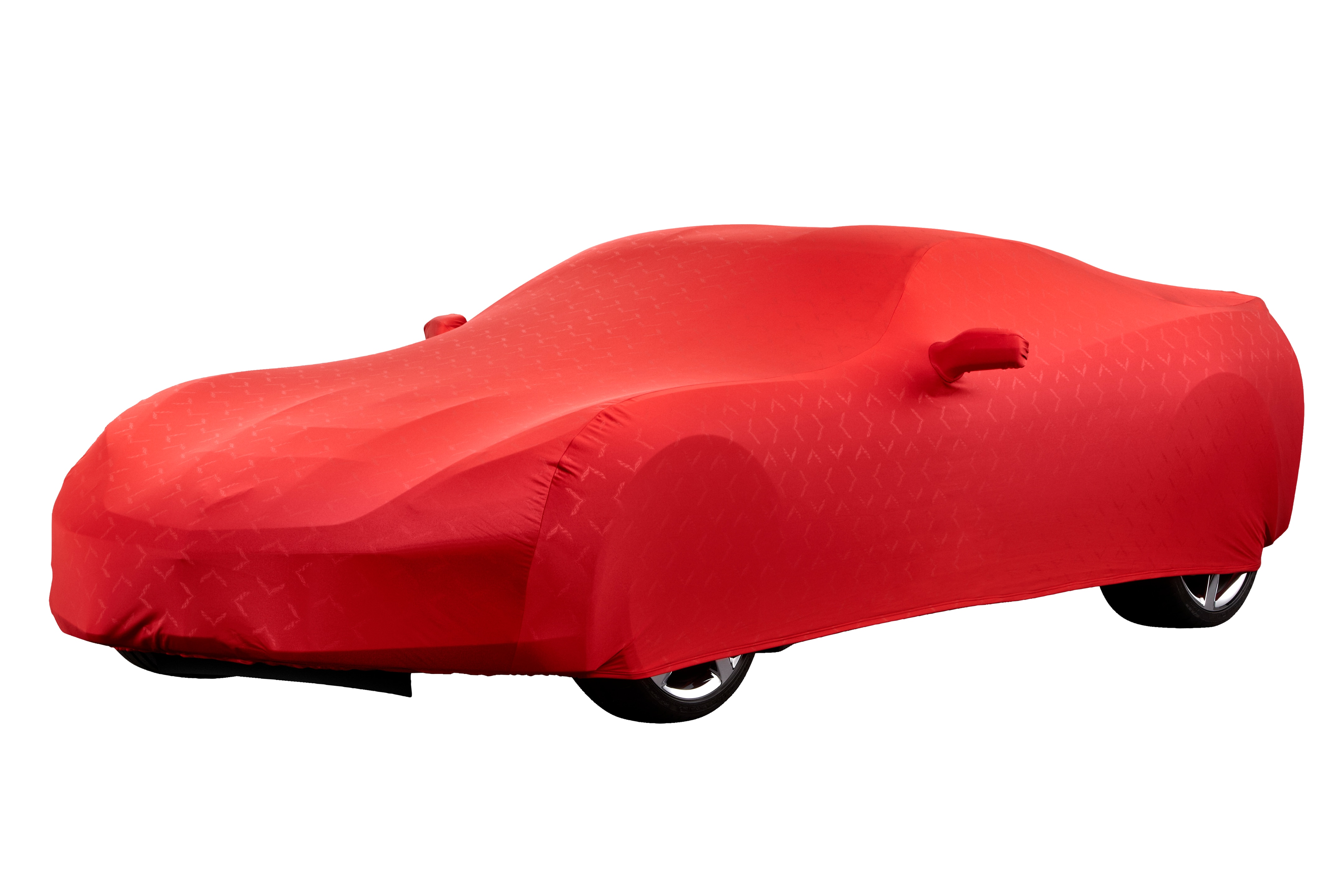 Premium Indoor Car Cover in Red with Crossed Flags Logo | 23142888