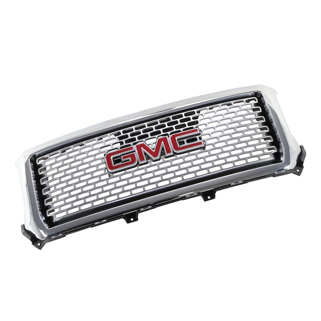 GM Genuine Parts Galvano Silver Front Grille with GMC Emblem, Bezel, Adapter, Clips, Nuts, and Bolts
