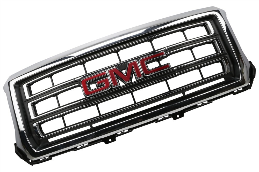 GM Genuine Parts Bright Chrome Front Grille with GMC Emblem, Bezel, Clips, Nuts, and Bolts