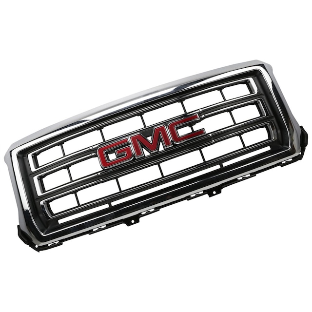 GM Genuine Parts Bright Chrome Front Grille with GMC Emblem, Bezel, Clips, Nuts, and Bolts