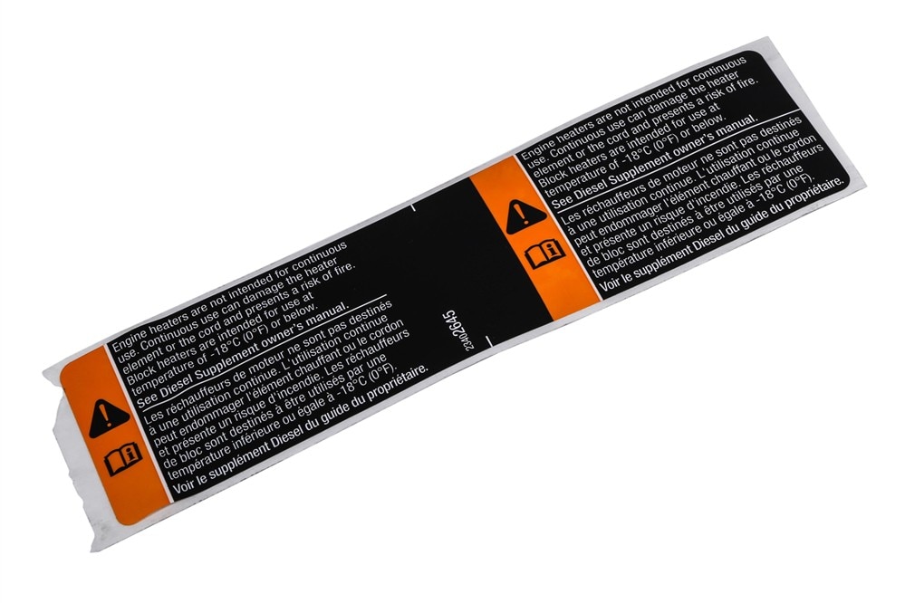 GM Genuine Parts Engine Coolant Heater Cord Warning Label