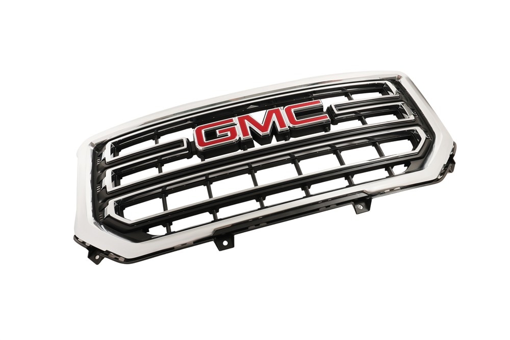 GM Genuine Parts Bright Chrome Front Grille with GMC Emblem, Bezel, Clips, Nuts, and Bolts