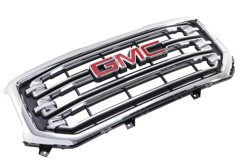 GM Genuine Parts Bright Chrome Front Grille with GMC Emblem, Bezel, Clips, Nuts, and Bolts