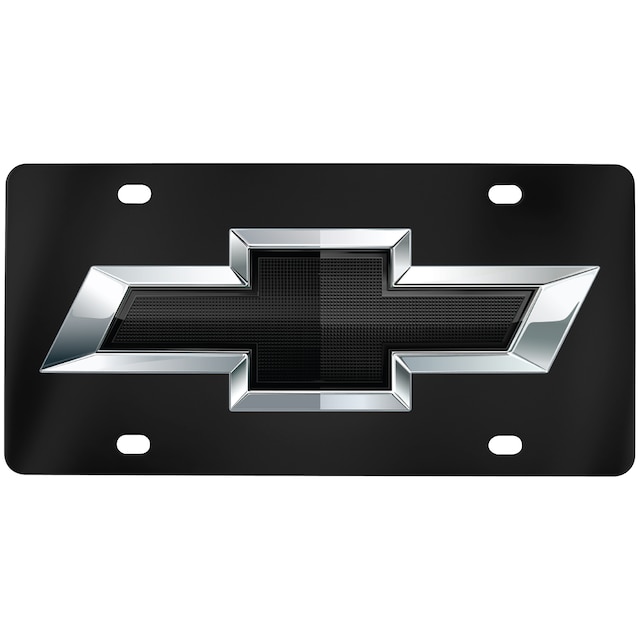 Front Vanity Plate with Black Chevrolet Bowtie by Baron - Associated Accessories
