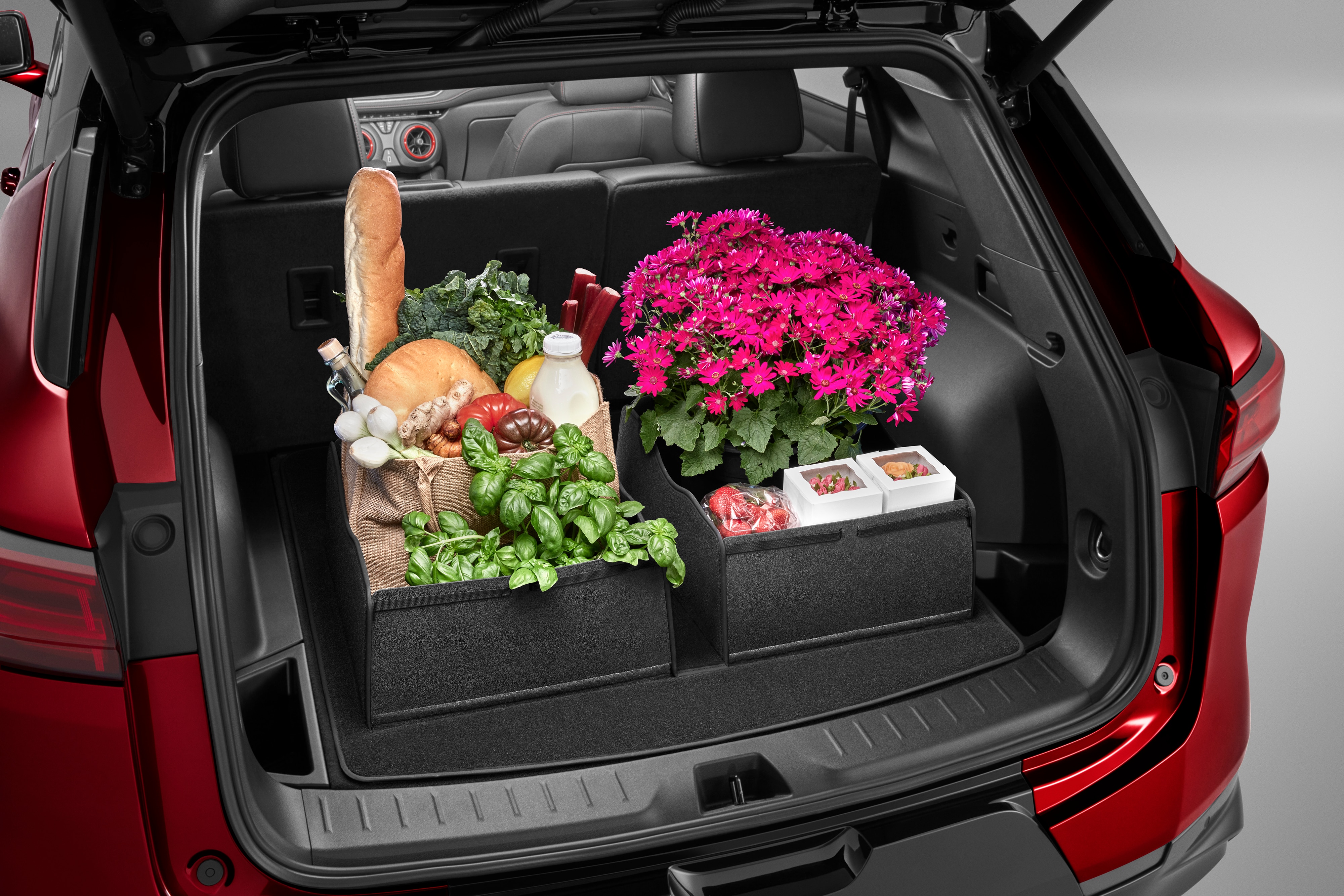 Premium Carpeted Cargo Area Mat in Jet Black with Integrated Cargo Bin