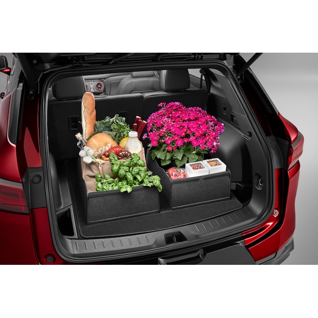 Premium Carpeted Cargo Area Mat in Jet Black with Integrated Cargo Bin