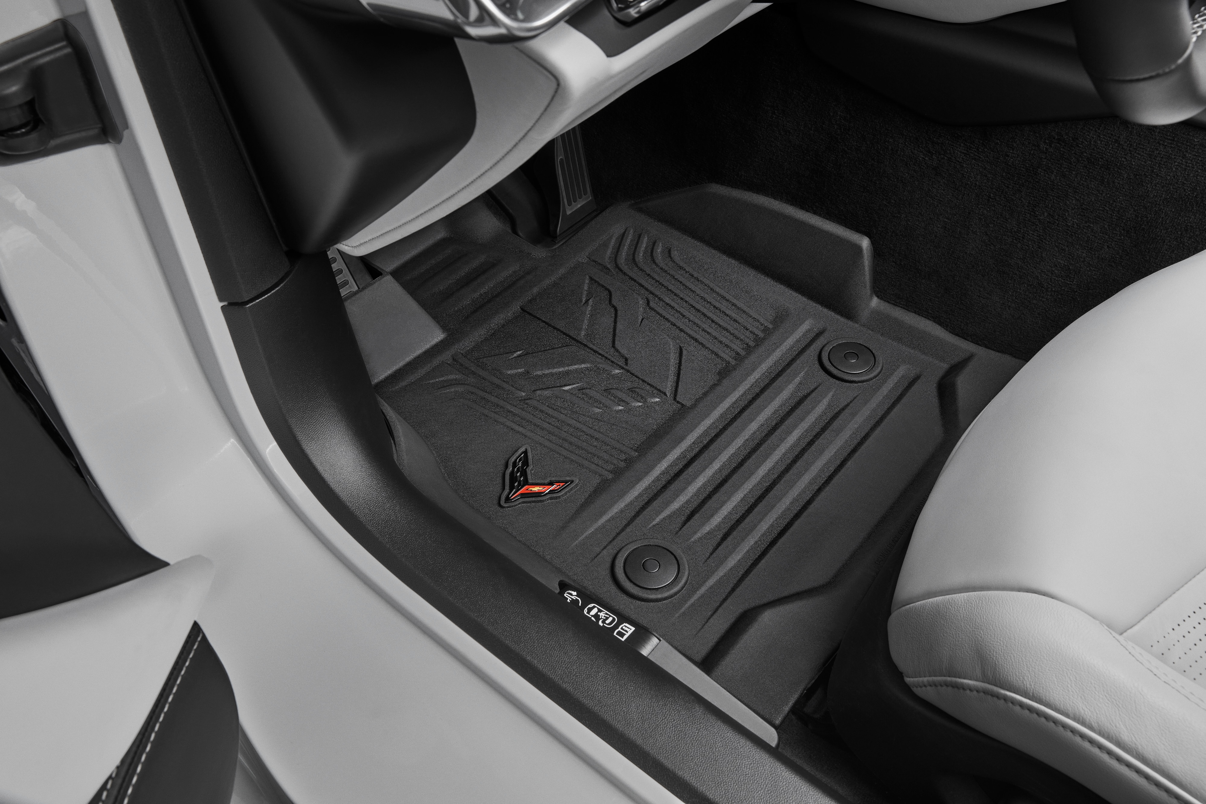 Premium All-Weather Floor Liners in Jet Black with Crossed Flags Logo
