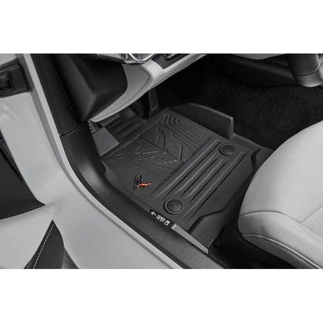 Premium All-Weather Floor Liners in Jet Black with Crossed Flags Logo
