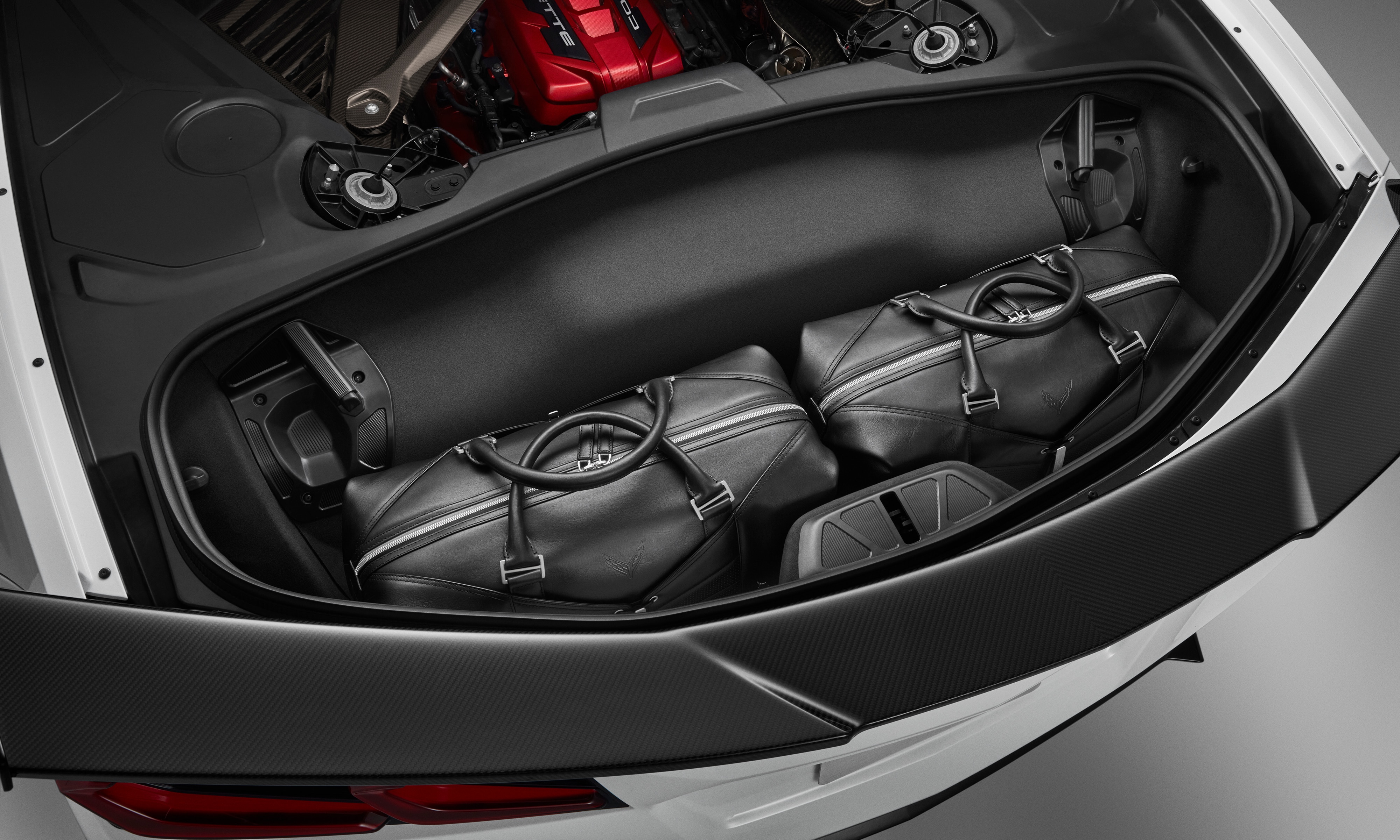 Two-Piece Premium Leather Travel Bag Set in Jet Black with Crossed