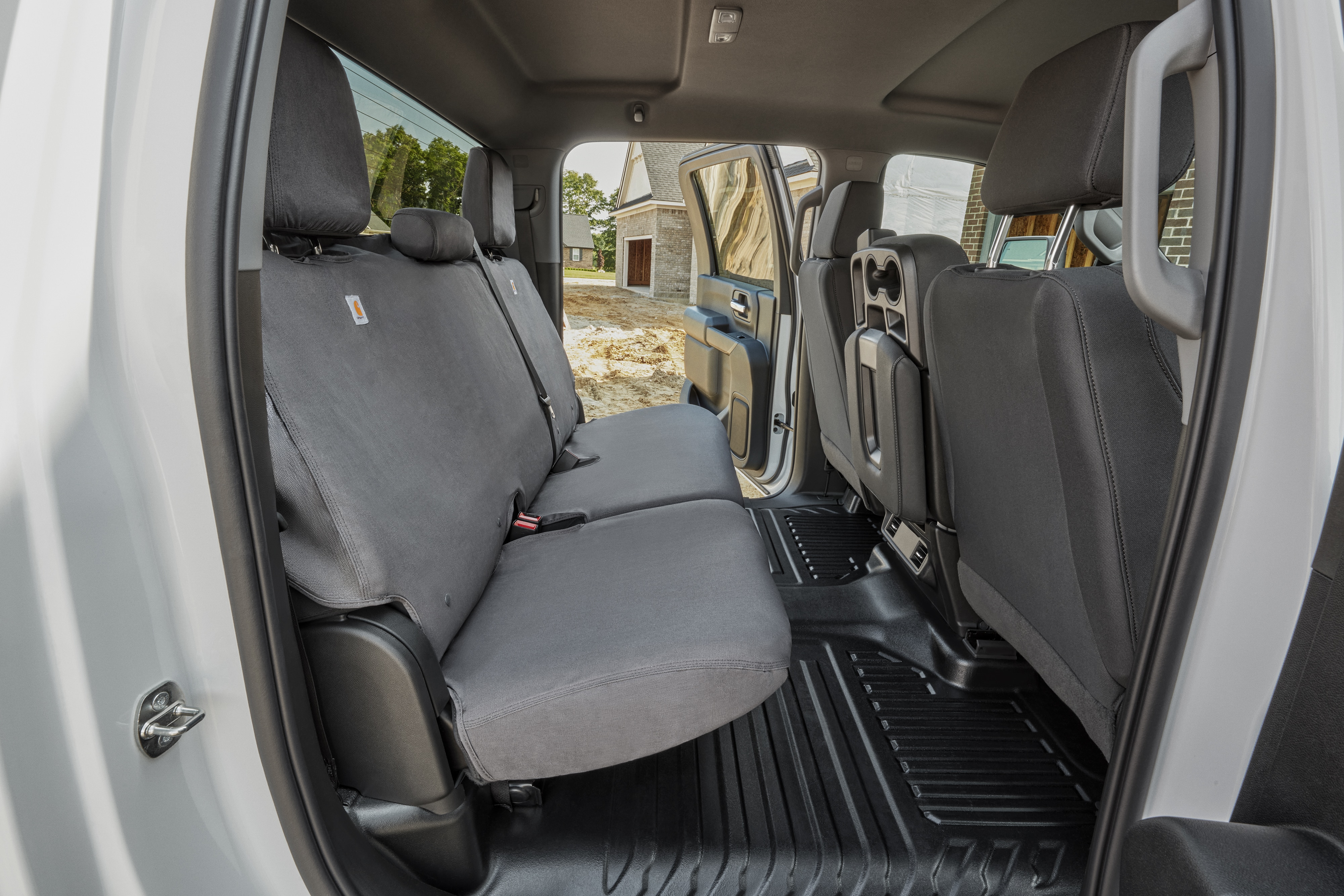 Protective Rear Split-Folding Bench Seat Covers with Carhartt Logo