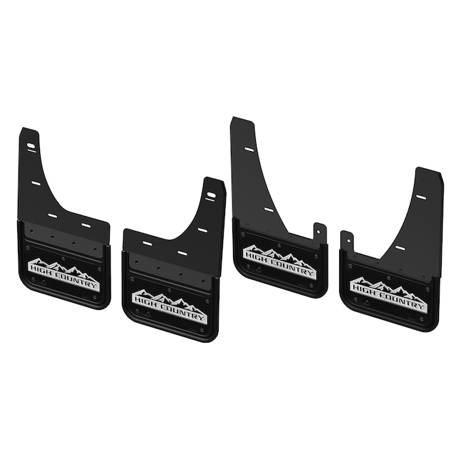 Front and Rear Rubber No-Drill Gatorback Mud Flap Kit with Black High Country Logo by Truck Hardware - Associated Accessories