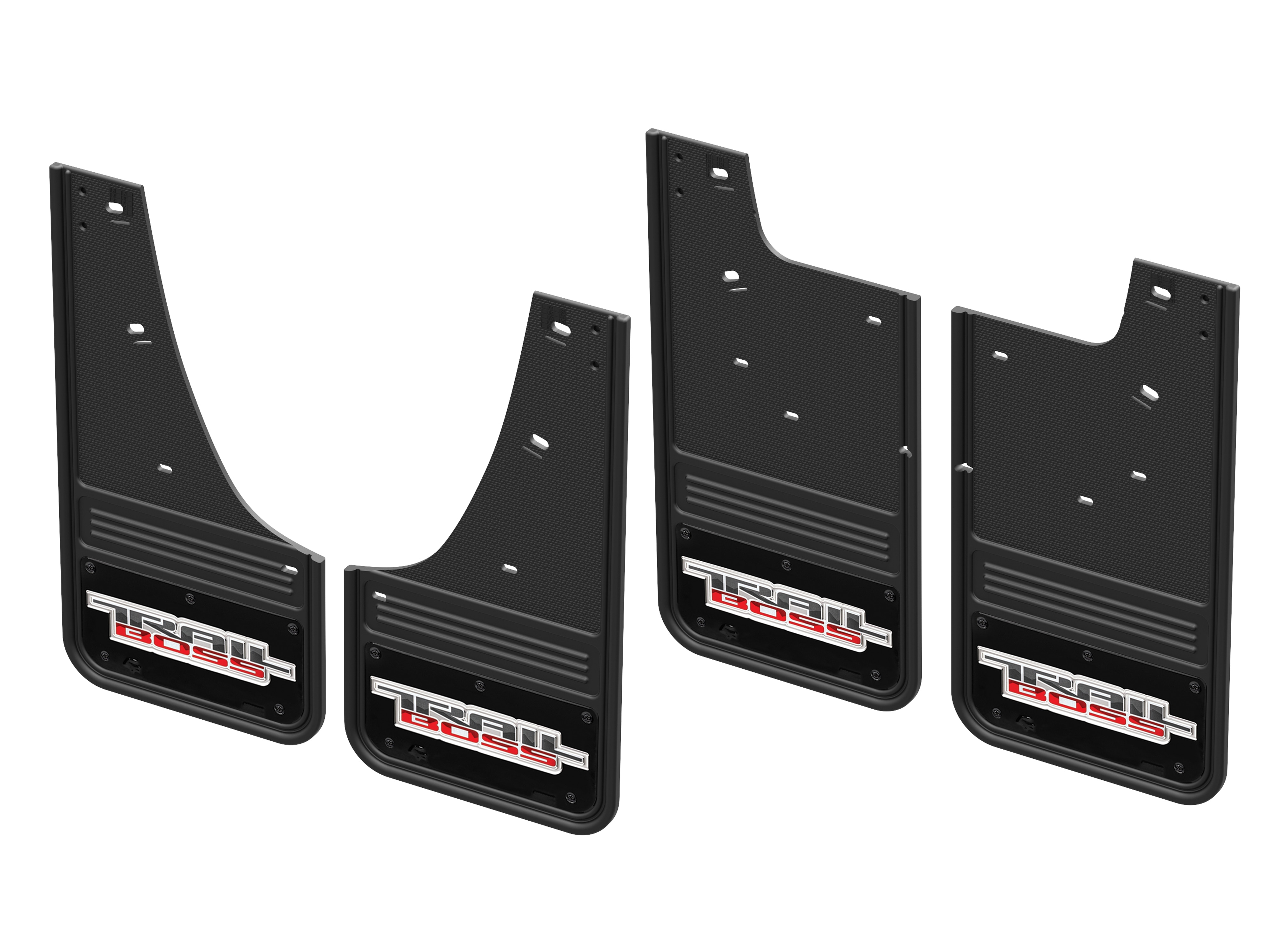 Front and Rear Rubber No-Drill Gatorback Mud Flap Kit with Trail Boss Logo by Truck Hardware - Associated Accessories