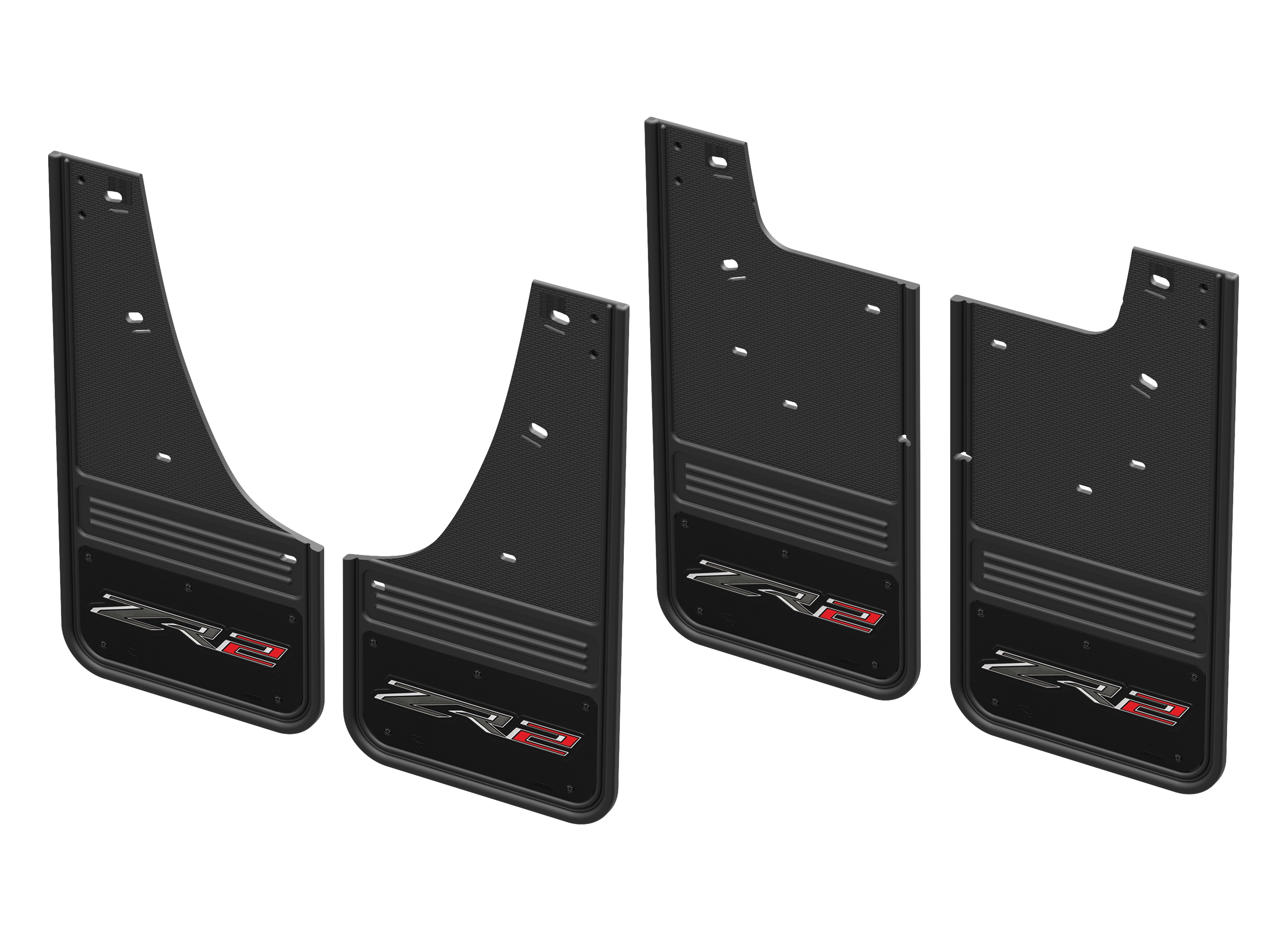 Front and Rear Rubber No-Drill Gatorback Mud Flap Kit with ZR2 Logo by Truck Hardware - Associated Accessories