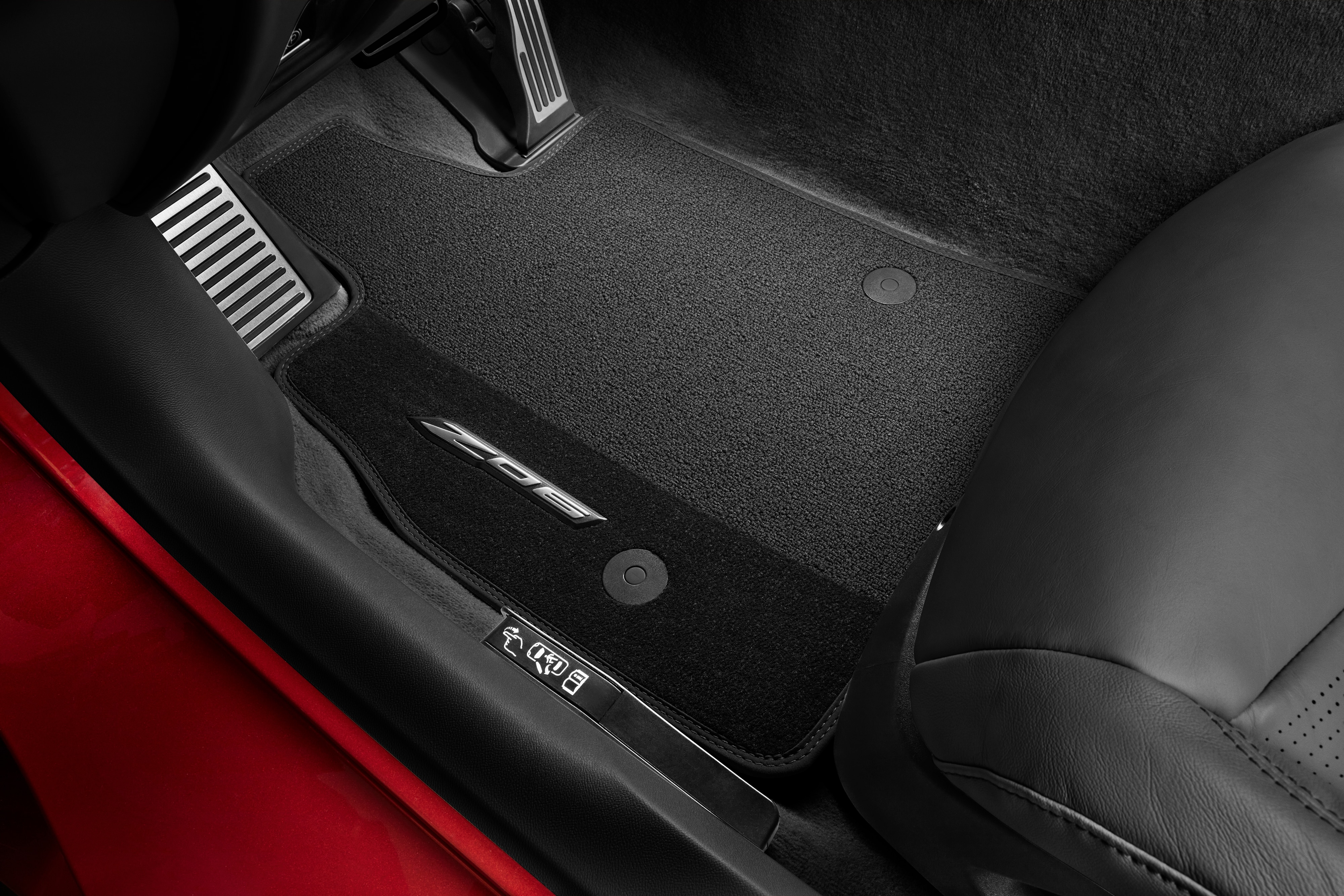 First-Row Premium Carpeted Floor Mats in Jet Black with Jet Black Stitching and Z06 Script