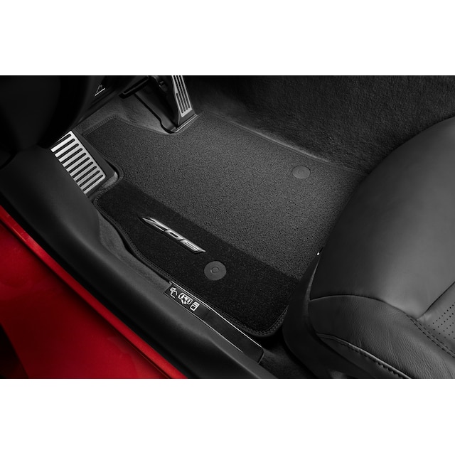 First-Row Premium Carpeted Floor Mats in Jet Black with Jet Black Stitching and Z06 Script