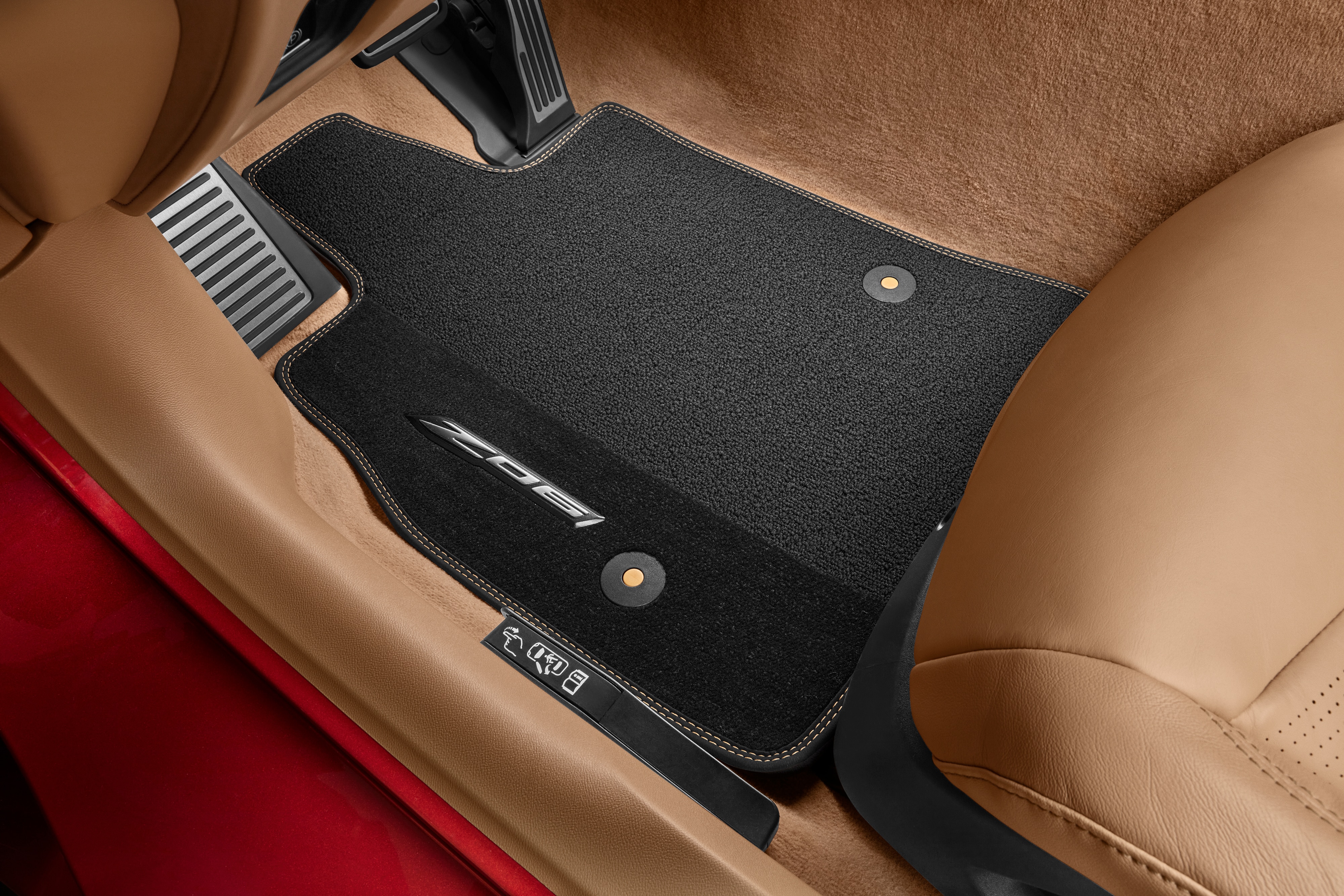 First-Row Premium Carpeted Floor Mats in Jet Black with Natural