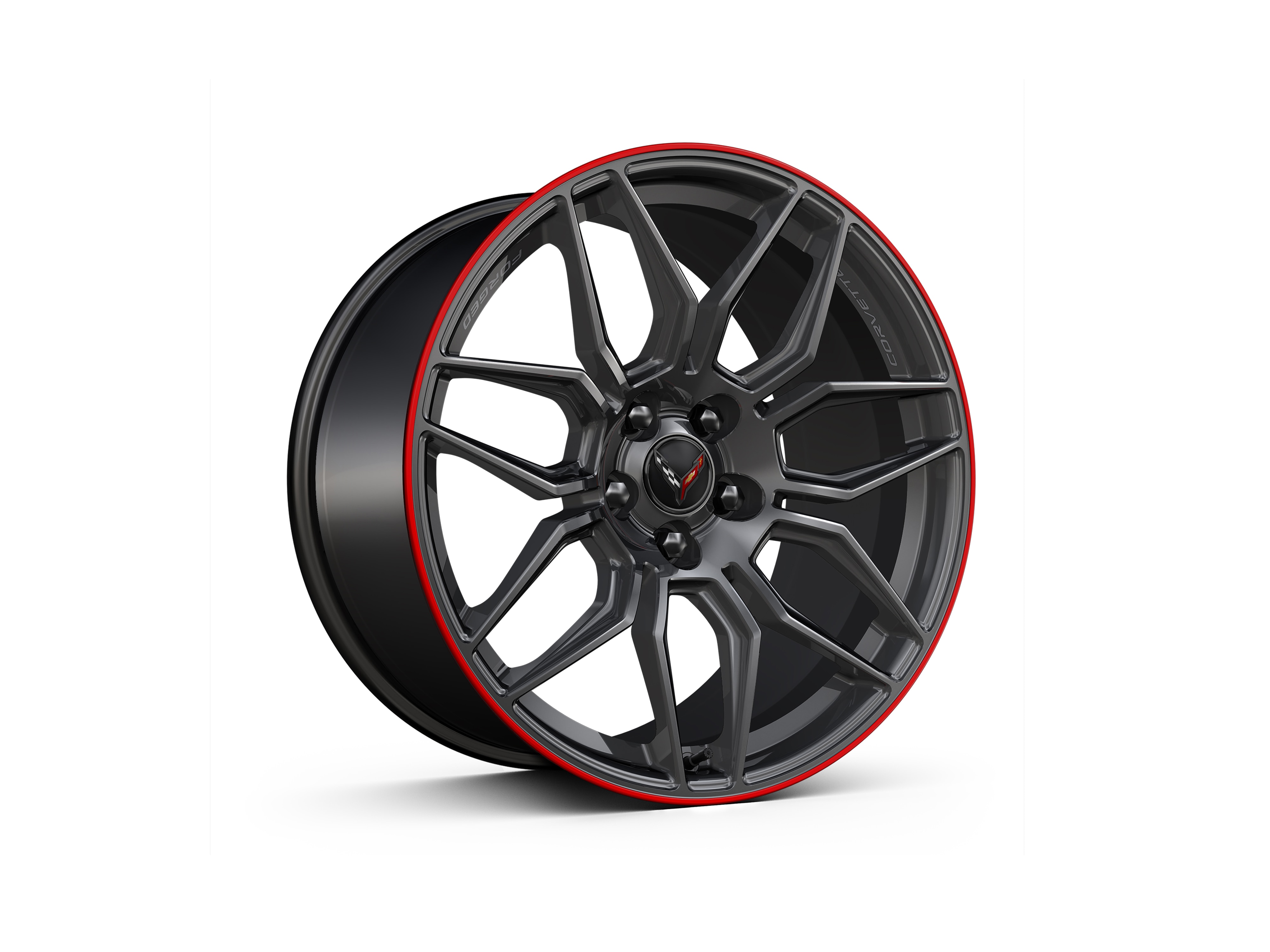 20x10-Inch Forged Aluminum Spider-Design Front Wheel in Satin Graphite with Red Stripe