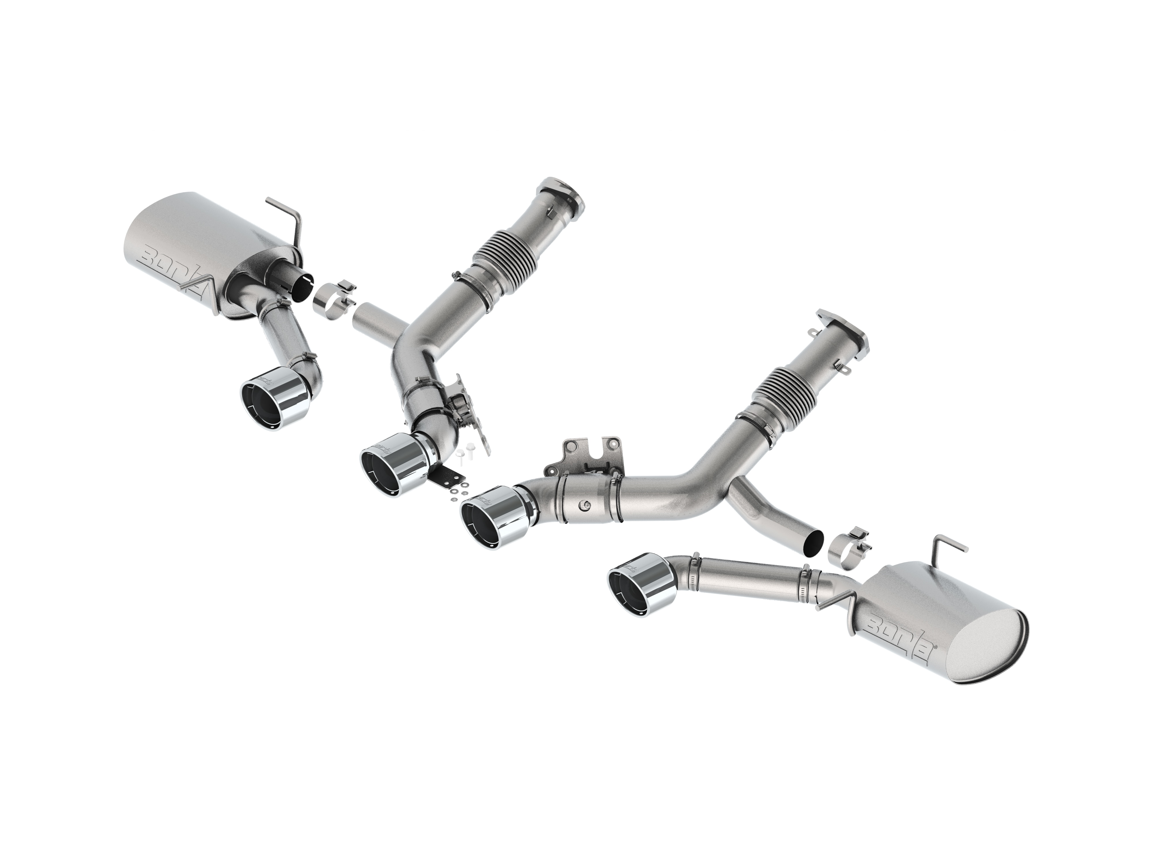 C8 Z06 Cat-Back Dual-Mode Exhaust Upgrade System with Polished Stainless Tips by Borla® - Associated Accessories
