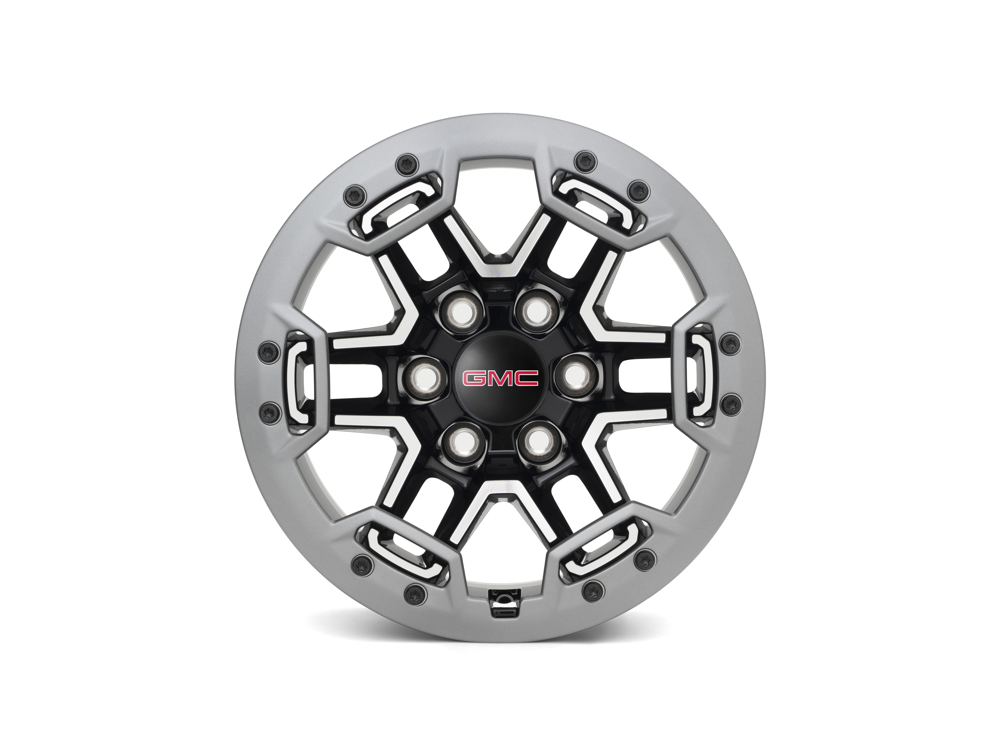 17x8-Inch Aluminum Multi-Spoke Beadlock Capable Wheel in Gloss Black with Argent Metallic Trim Ring