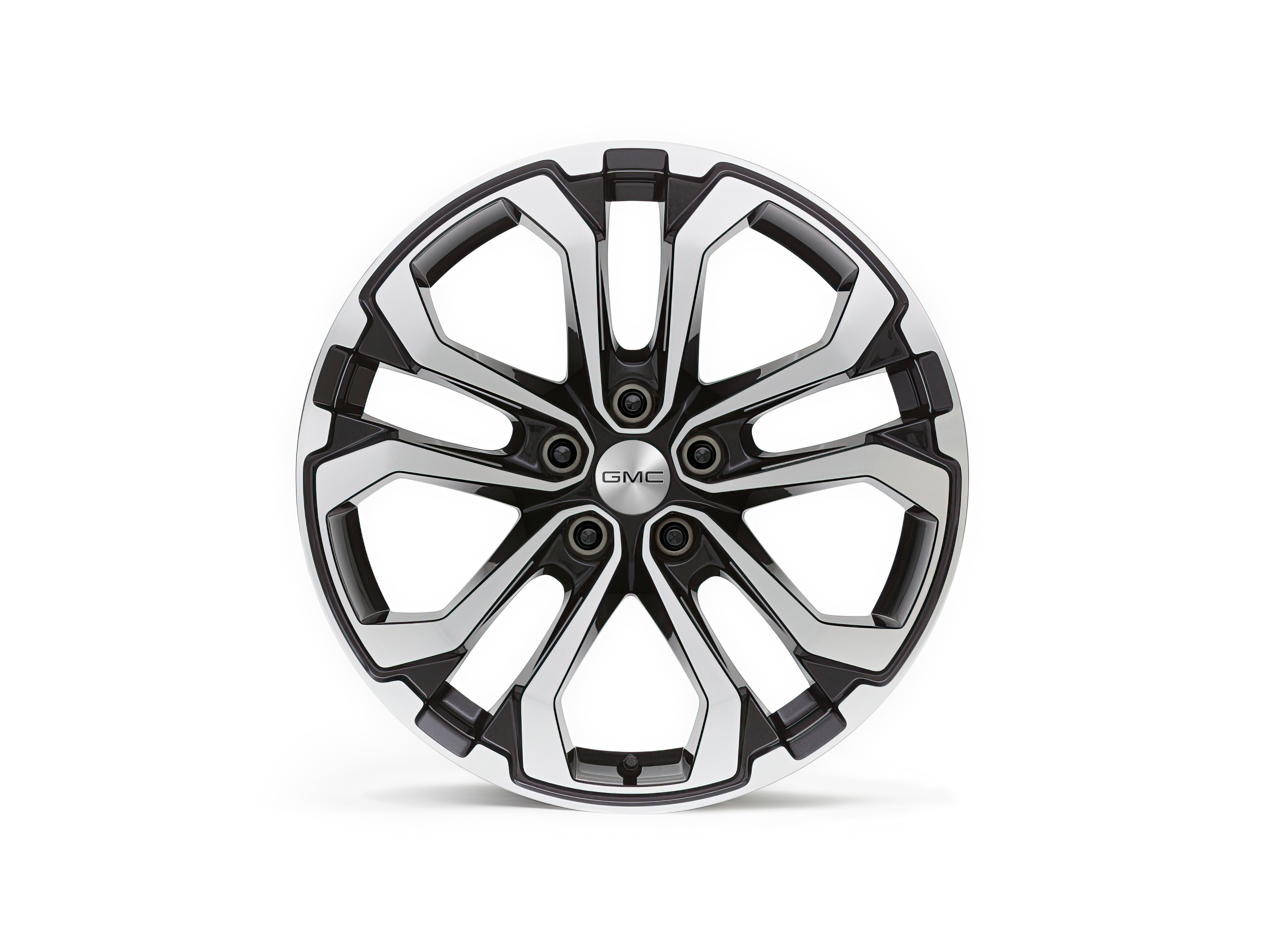 19x7.5-Inch Aluminum 5-Split-Spoke Wheel in Machined Face Finish with Gloss Black Pockets
