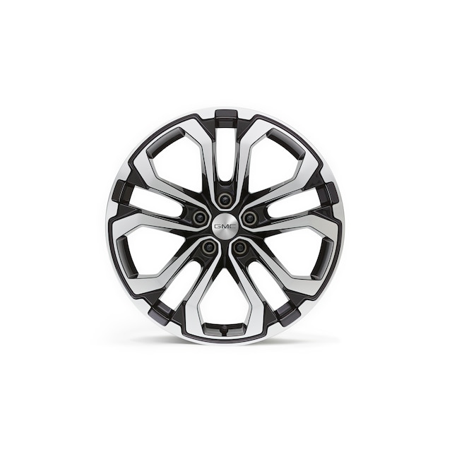 19x7.5-Inch Aluminum 5-Split-Spoke Wheel in Machined Face Finish with Gloss Black Pockets