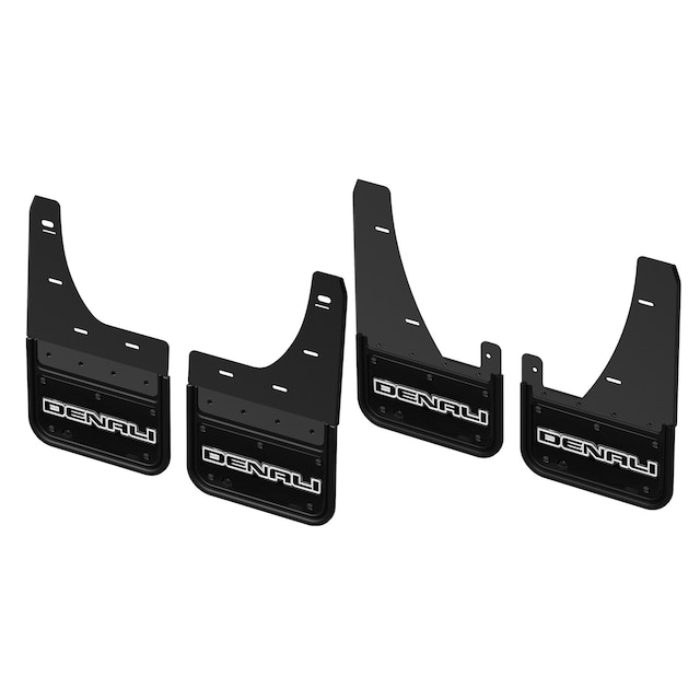 Front and Rear Rubber No-Drill Gatorback Mud Flap Kit with Black Denali Logo by Truck Hardware - Associated Accessories