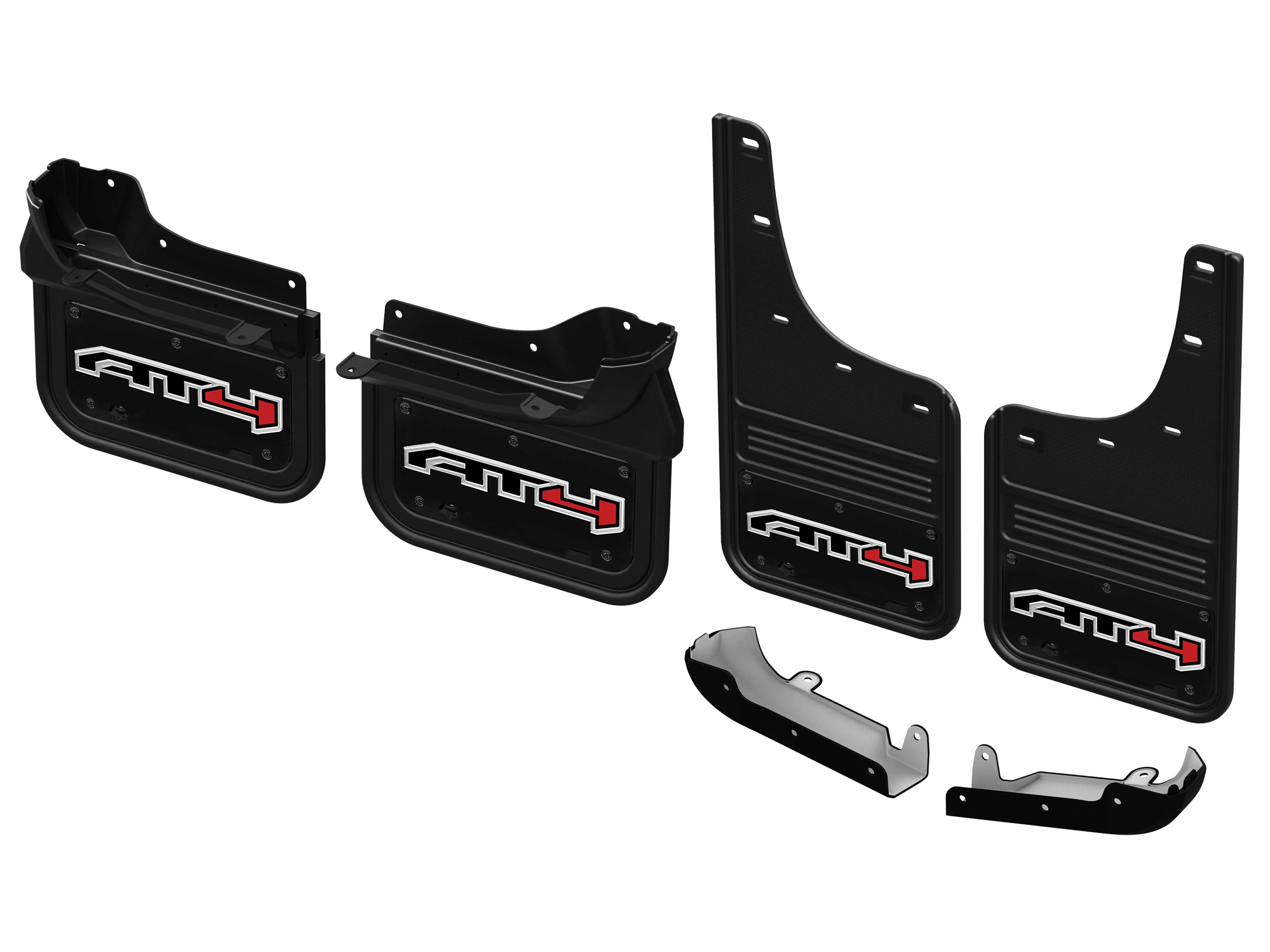 Front and Rear No-Drill Gatorback Mud Flap Kit with Black AT4 Logo (for Single Rear Wheel Models) by Truck Hardware - Associated Accessories