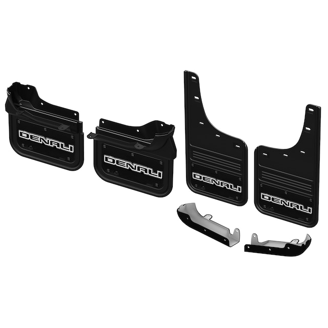 Front and Rear No-Drill Gatorback Mud Flap Kit with Black Denali Logo (for Single Rear Wheel Models) by Truck Hardware - Associated Accessories
