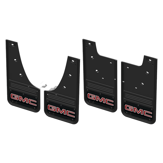 Front and Rear Rubber No-Drill Gatorback Mud Flap Kit with Red GMC Logo by Truck Hardware - Associated Accessories