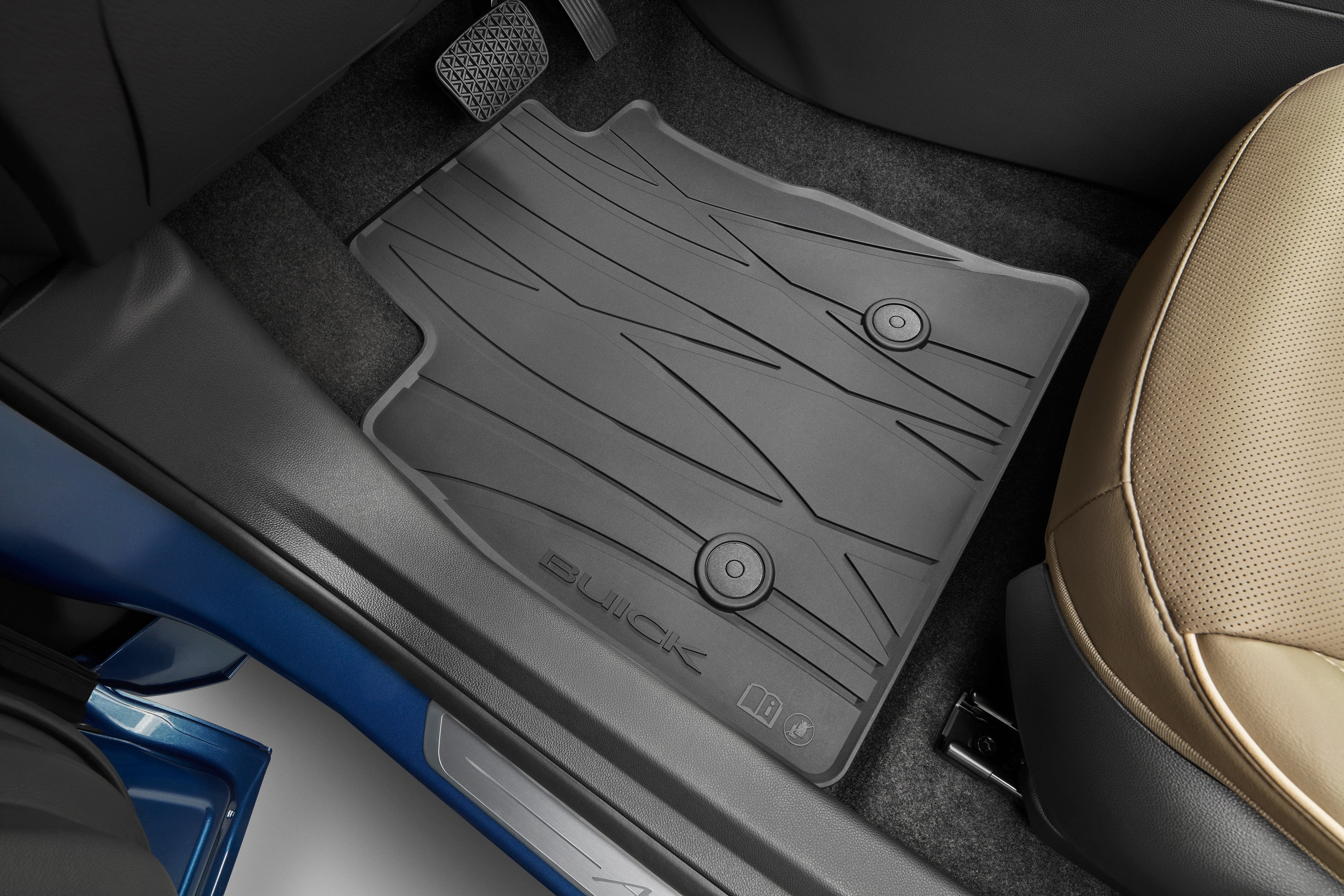First- and Second-Row Premium All-Weather Floor Mats in Ebony with Buick Script