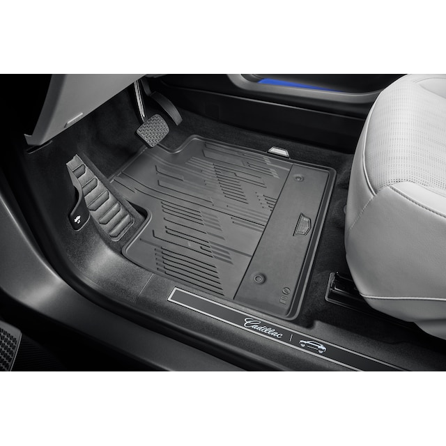 First- and Second-Row Premium All-Weather Floor Mats in Noir with Cadillac Logo