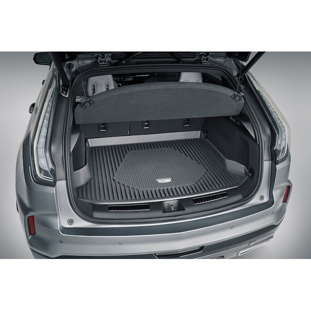 Premium All-Weather Cargo Area Tray in Jet Black with Cadillac Logo