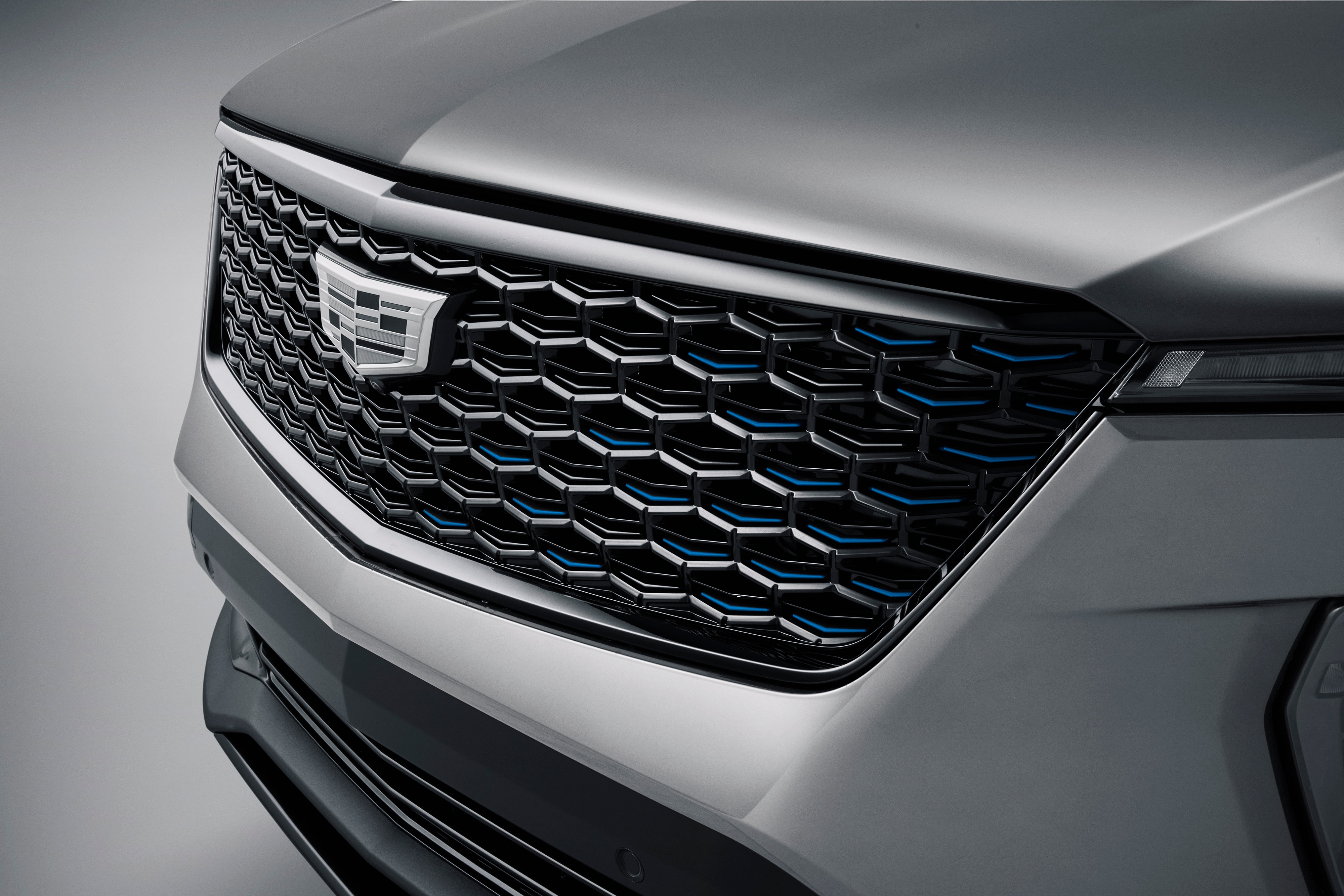 Grille in Gloss Black with Silver Surround and Blue Accents