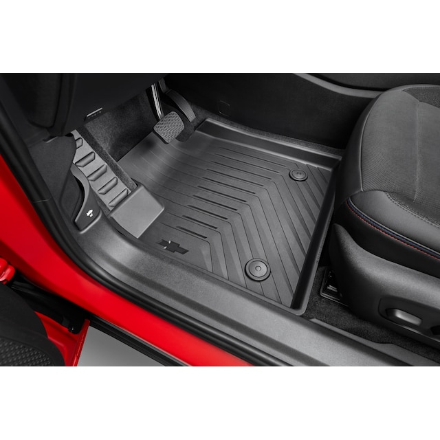 First- and Second-Row Premium All-Weather Floor Liners in Jet Black with Bowtie Logo