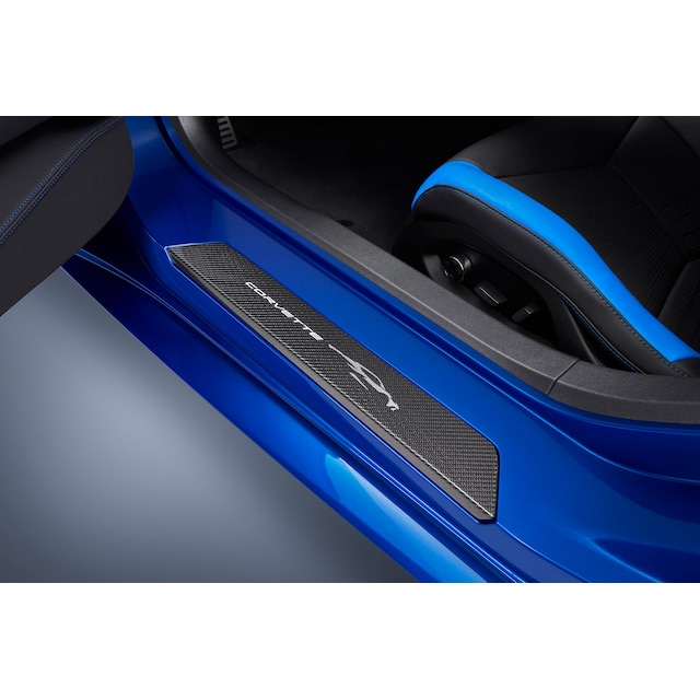 Door Sill Plates in Visible Carbon Fiber with Corvette Silhouette