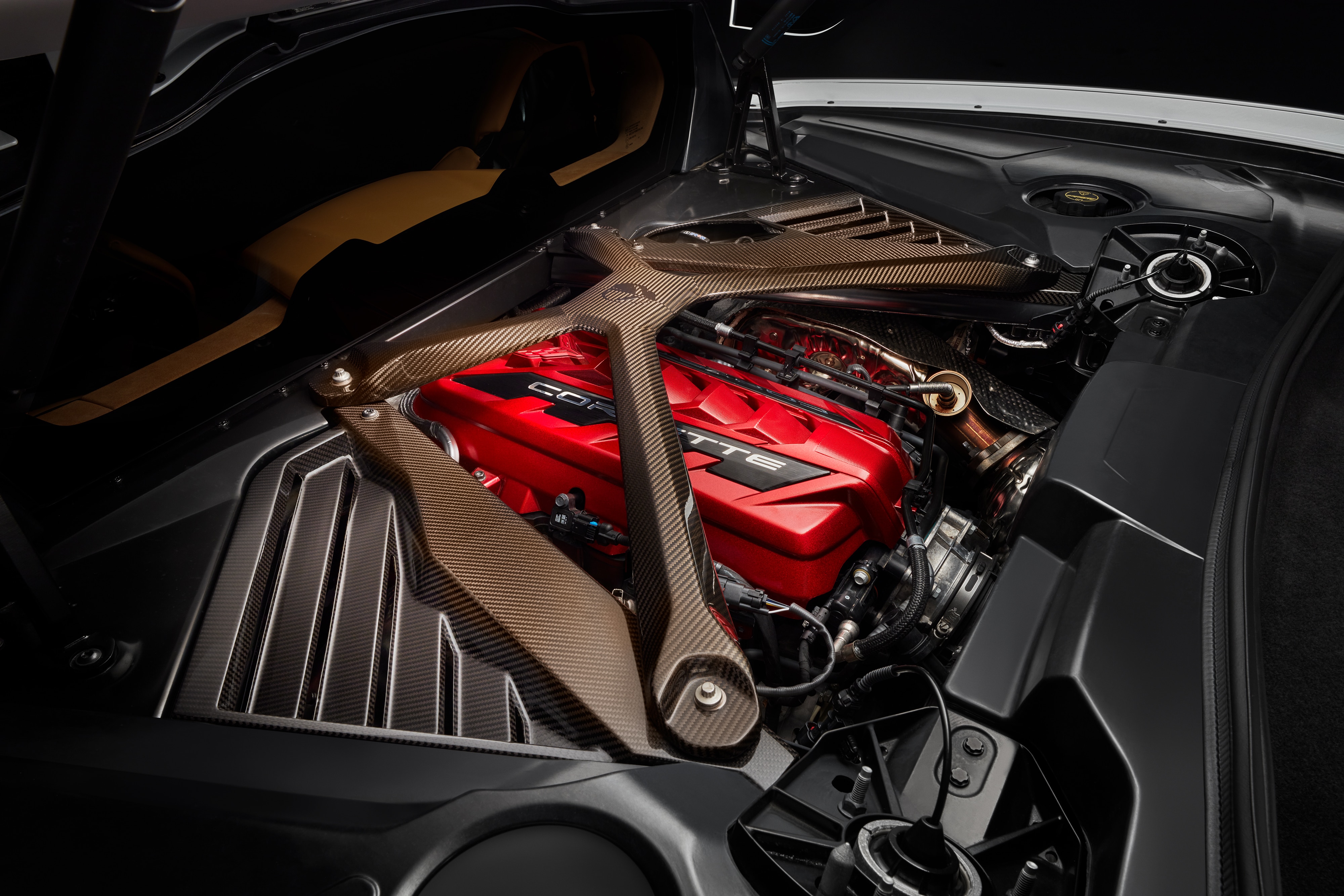Chevrolet Engine Cross Brace in Visible Carbon Fiber with
