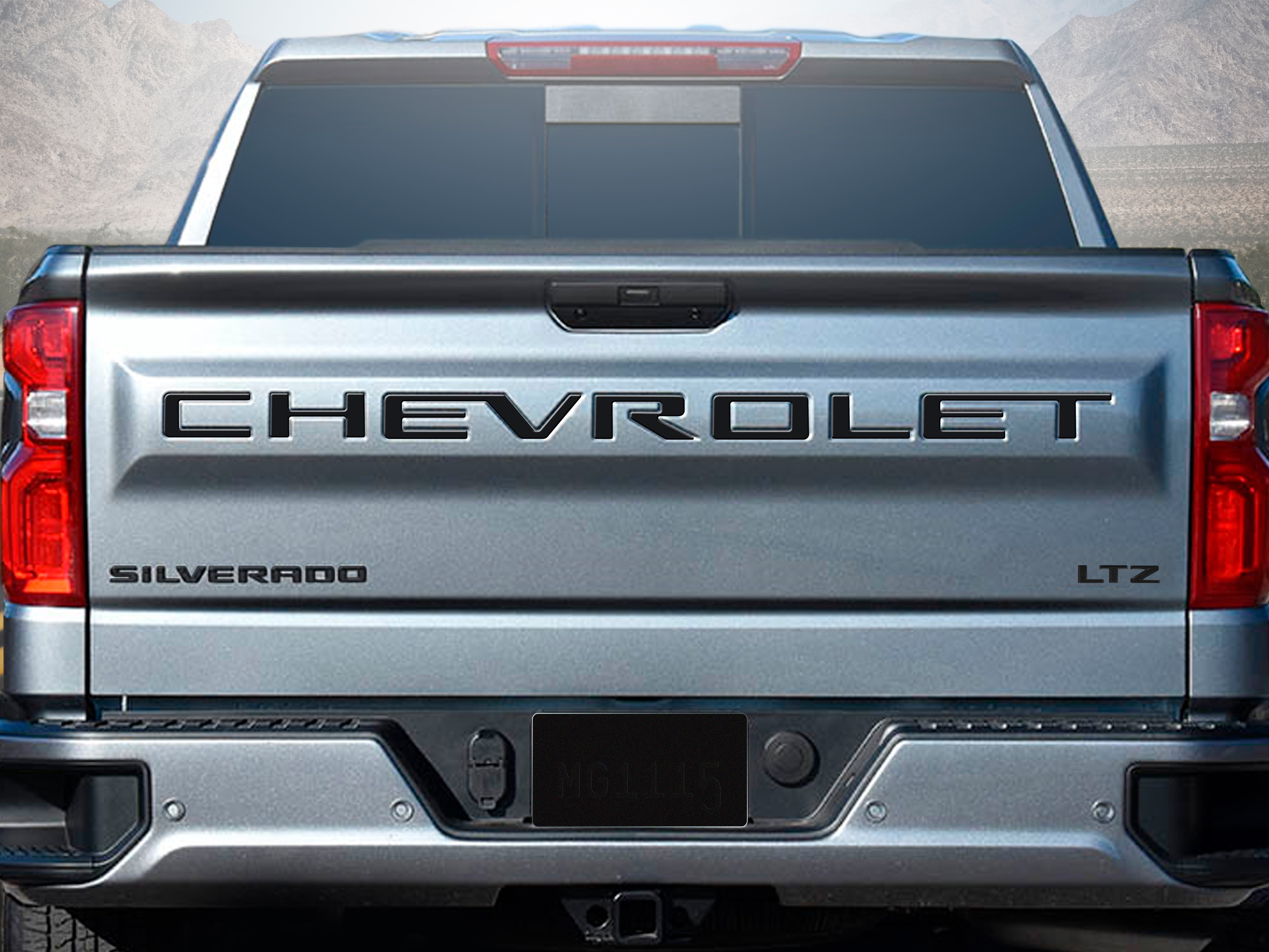 Urethane CHEVROLET Insert Tailgate Lettering and SILVERADO Overlay Kit in Matte Black by Nox-Lux™ - Associated Accessories