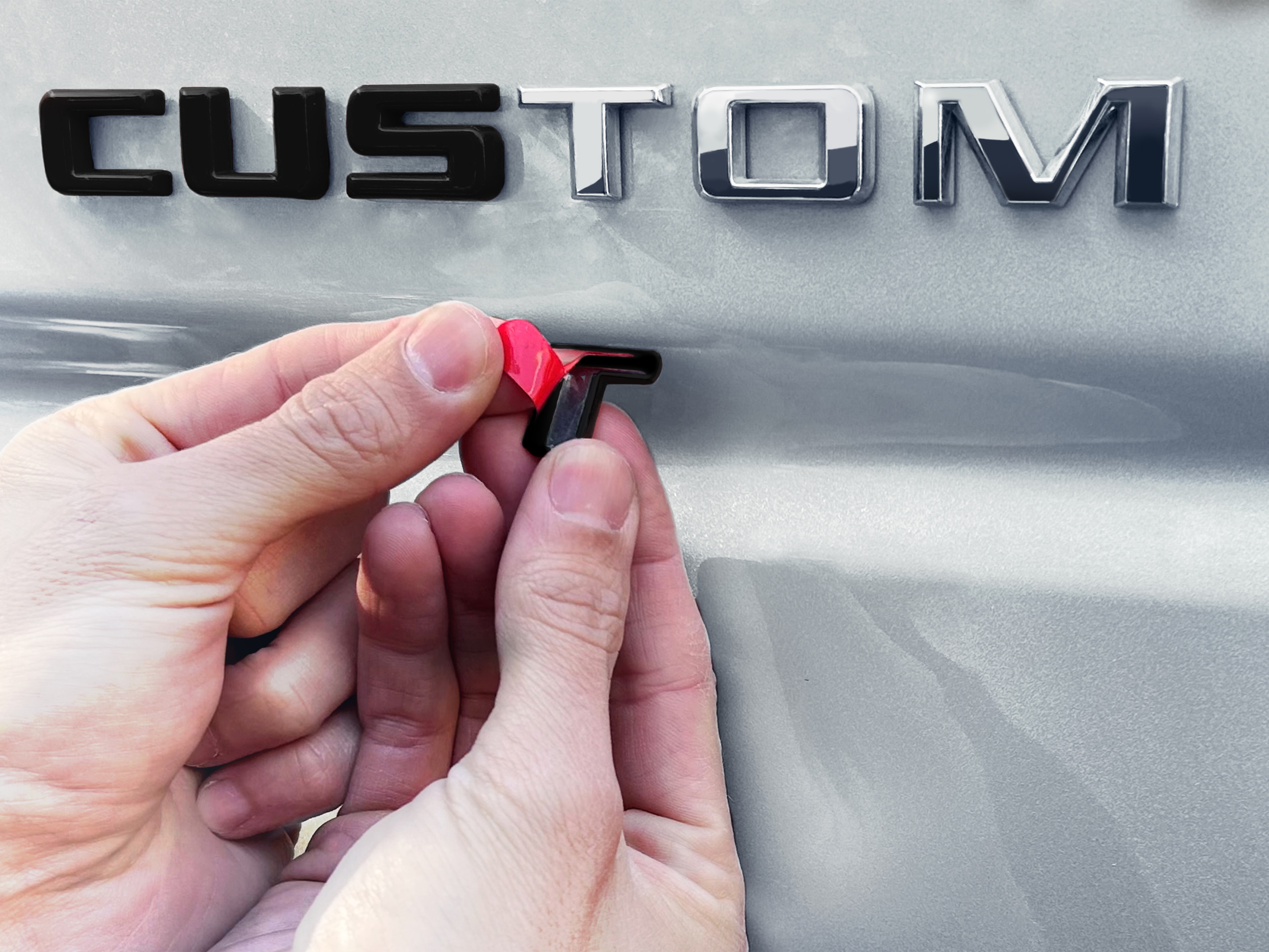 Urethane CHEVROLET Insert Tailgate Lettering and SILVERADO Overlay Kit in Matte Black by Nox-Lux™ - Associated Accessories