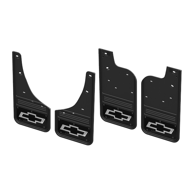 Front and Rear Rubber No-Drill Black Wrap Gatorback Mud Flap Kit with Black Bowtie by Truck Hardware - Associated Accessories