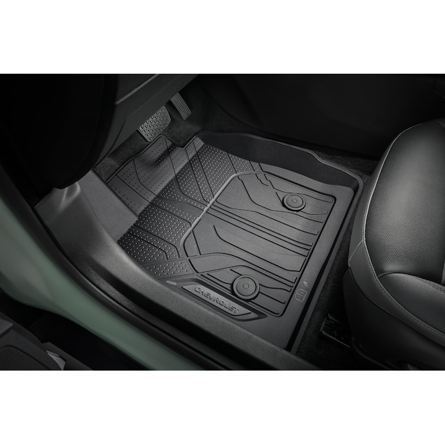 First- and Second-Row Premium All-Weather Floor Liners in Black with Chevrolet Script