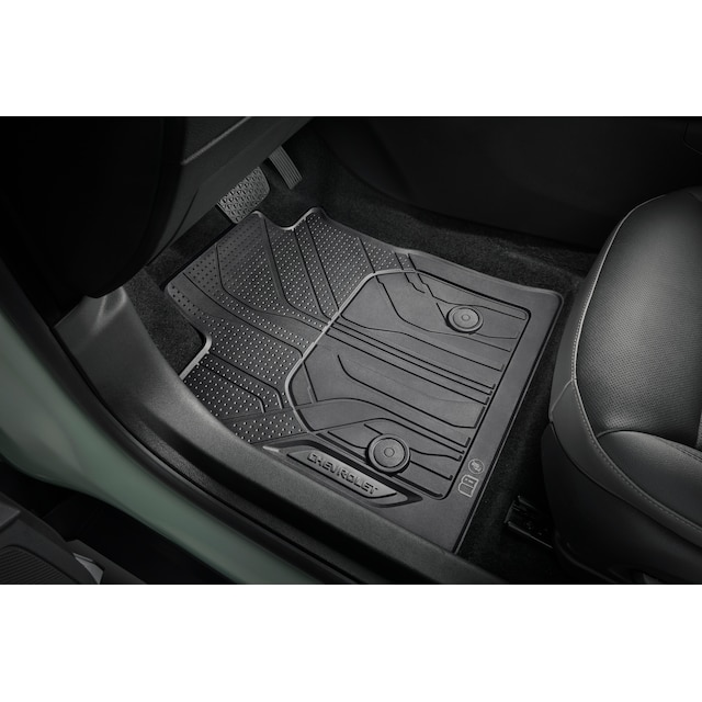 First- and Second-Row Premium All-Weather Floor Mats in Black with Chevrolet Script