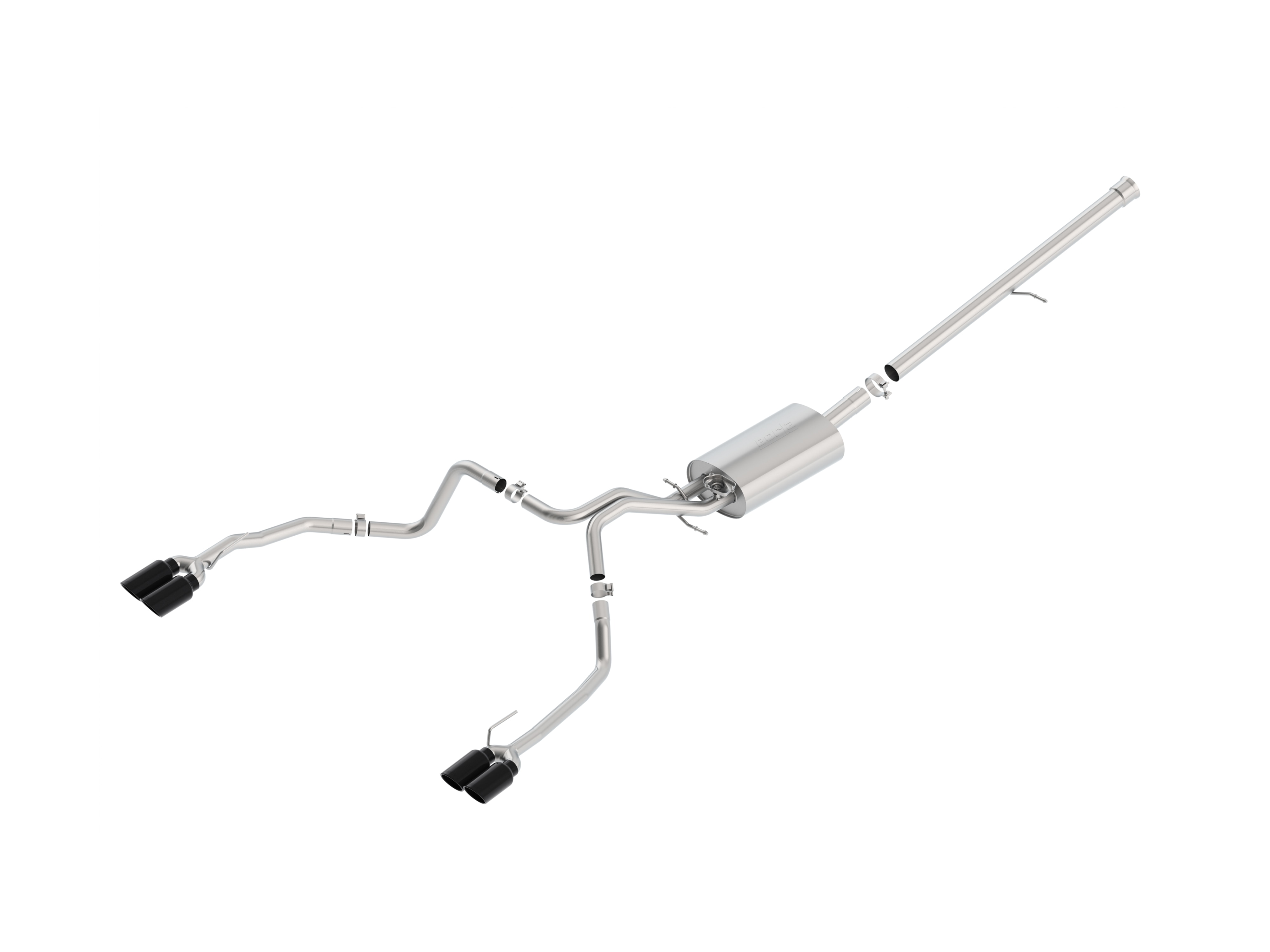 6.2L Cat-Back Dual-Split Rear-Exit Through-the-Bumper Exhaust Upgrade System with Quad Black Chrome Tips for Short Wheel Base Models by Borla® - Associated Accessories